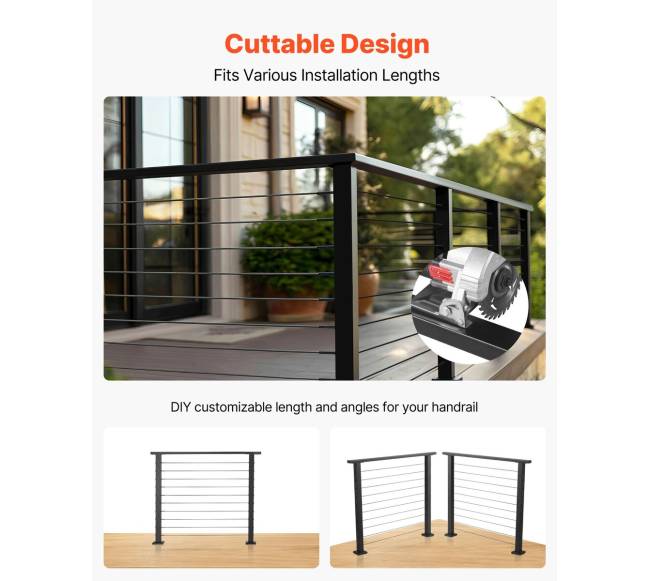 Nerūdijančio plieno turėklai, 198 cm, juodi3