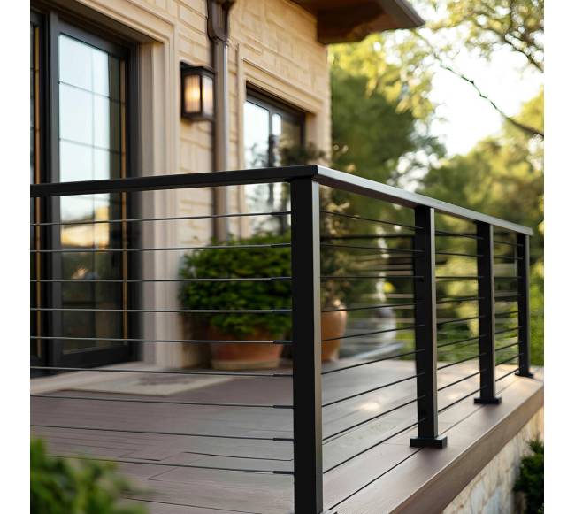 Nerūdijančio plieno turėklai, 198 cm, juodi7