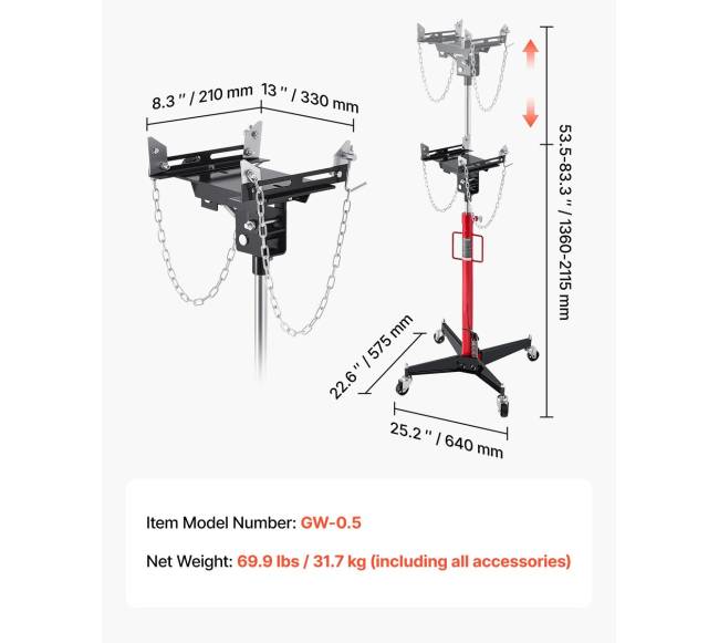 Hidraulinis transmisijos keltuvas, 500 kg6