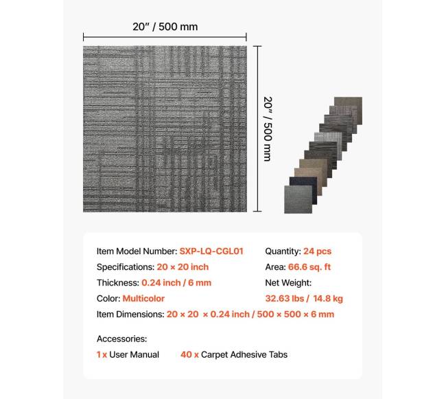 Daugkartinio naudojimo kiliminės plytelės 508 x 508 mm6