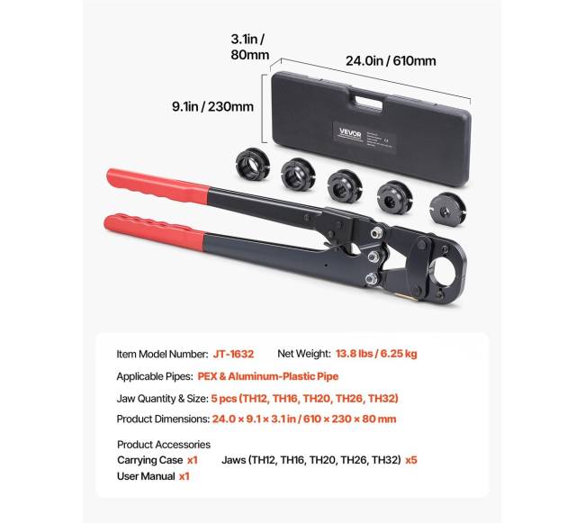 Vamzdžių užspaudimo įrankių komplektas su keičiamomis žandais6