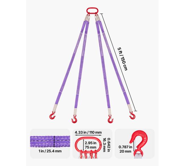 Keturių kojų poliesterinis diržas su kabliais 3T1