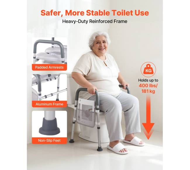 Pakeltas tualeto sėdynė su rankenomis3