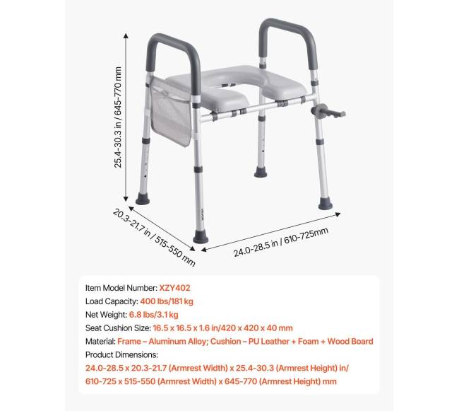 Pakeltas tualeto sėdynė su rankenomis6
