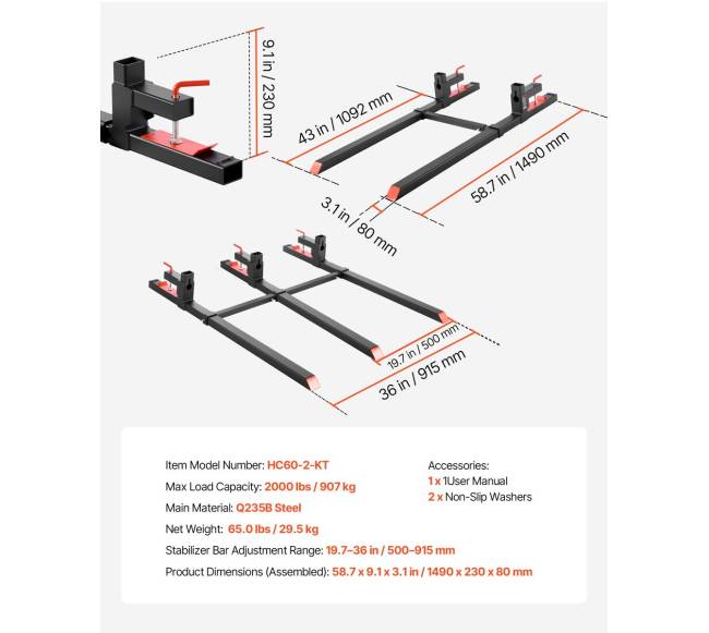 Šakių rinkinys traktoriui su stabilizatoriumi6