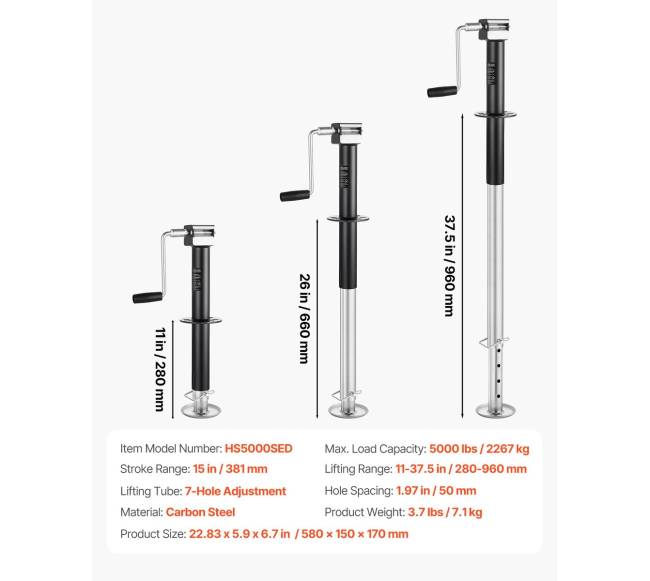 2267 kg priekabos domkratas su 381 mm eiga6