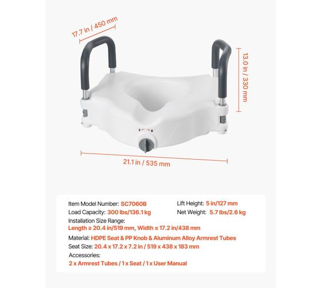 Tualeto paaukštinimas su atramomis, 136 kg apkrova6