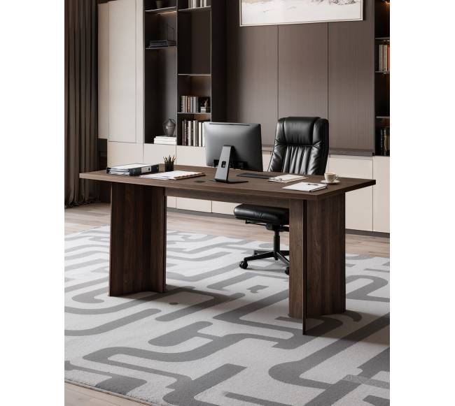 modernus 160 cm vykdomasis stalas su kabelių anga1