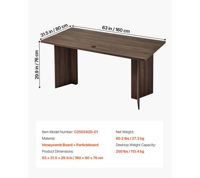 modernus 160 cm vykdomasis stalas su kabelių anga2