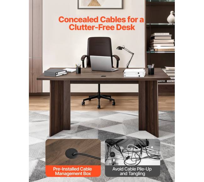 modernus 160 cm vykdomasis stalas su kabelių anga5