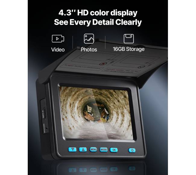 Nuotekų kamera 50 m su 1080P ekranu2