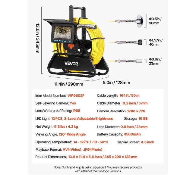 Nuotekų kamera 50 m su 1080P ekranu6