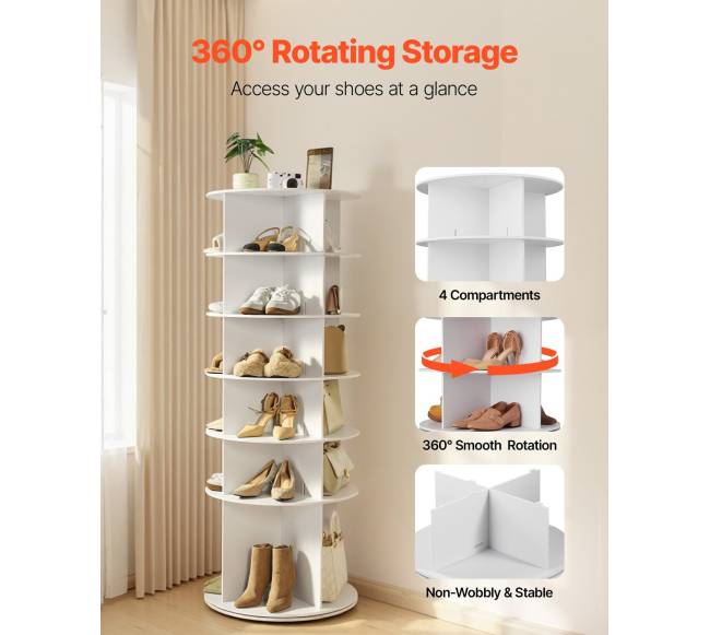 Šešių aukštų sukama batų lentyna1