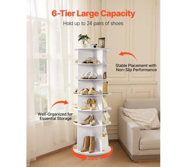 Šešių aukštų sukama batų lentyna3