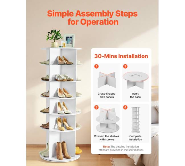 Šešių aukštų sukama batų lentyna5