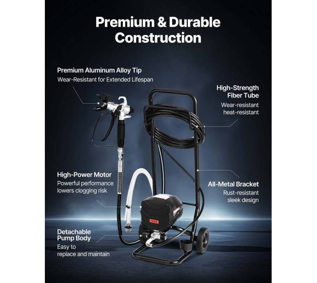 Elektrinis oro nespaudžiamas dažymo purkštuvas su vežimėliu5