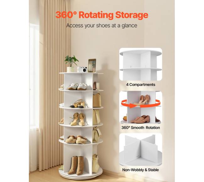 5 aukštų besisukanti batų lentyna1