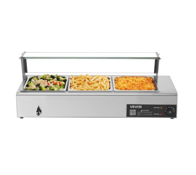 Elektrinis maisto šildytuvas su stiklo dangčiu0