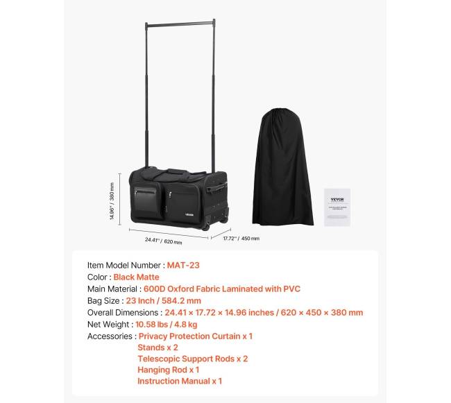 Šokių krepšys su drabužių stovu6