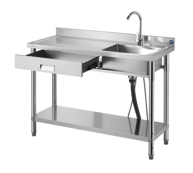 Nerūdijančio plieno vienos talpos virtuvės kriauklė su stalčiumi8