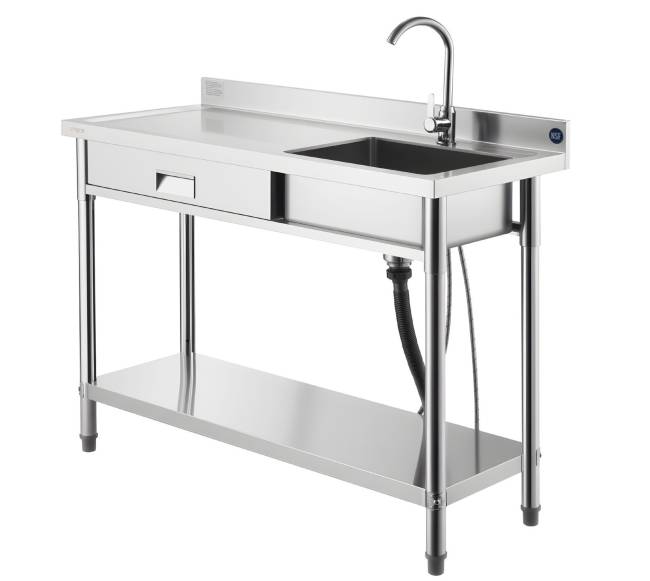 Nerūdijančio plieno vienos talpos virtuvės kriauklė su stalčiumi9