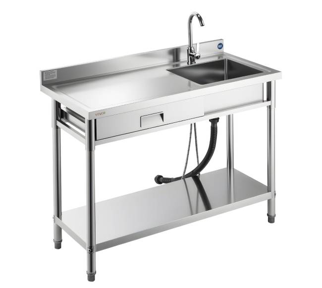 Nerūdijančio plieno vienos talpos virtuvės kriauklė su stalčiumi10