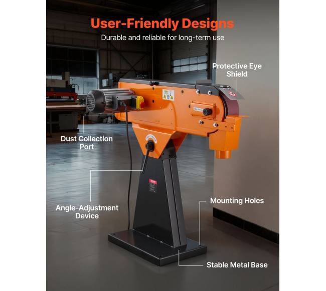 76 mm juostinis šlifuoklis su reguliuojamu kampu5