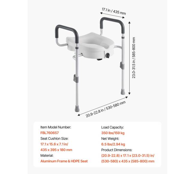 Paaukštinta tualeto sėdynė su rankenomis6