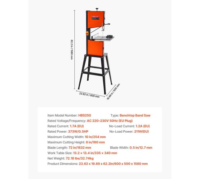 Juostinė pjovimo staklė su stovu, 254 mm6