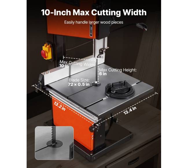 Medžio pjovimo juostinis pjūklas su dviejų greičių ir 373 W varikliu3