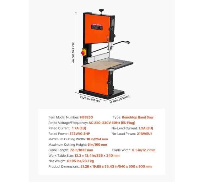 Medžio pjovimo juostinis pjūklas su dviejų greičių ir 373 W varikliu6