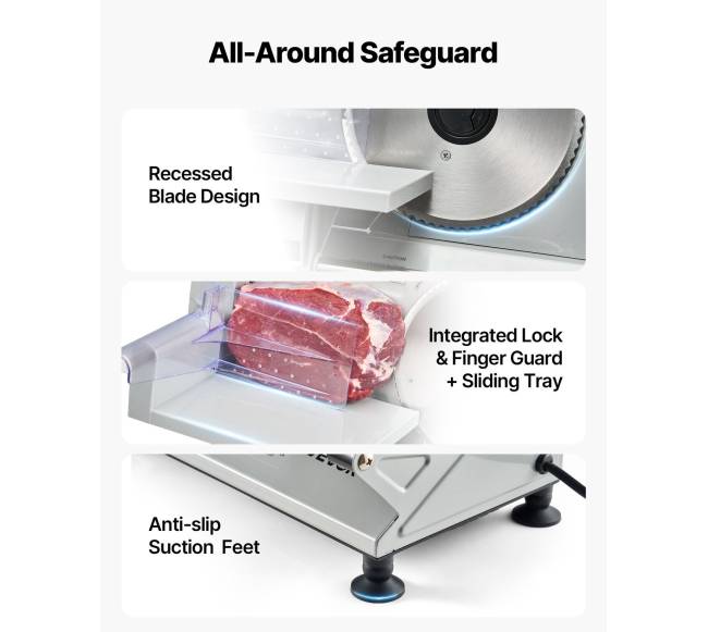 Elektrinė mėsos pjaustyklė su 170 mm ašmenimis5