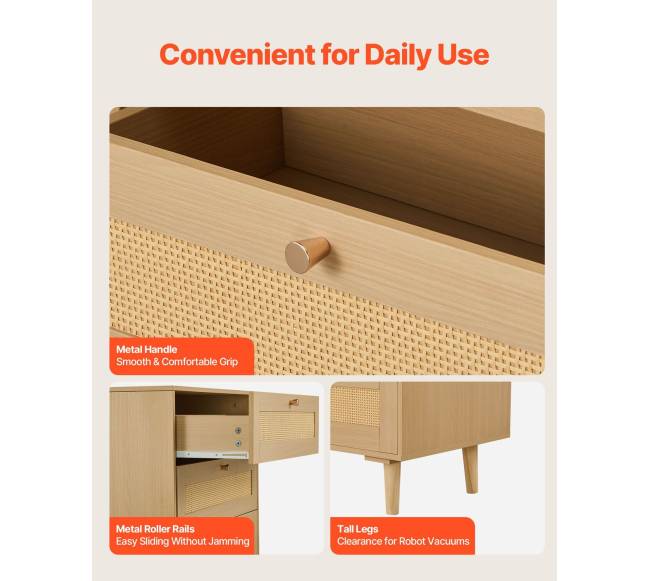 Penkių stalčių pintinė komoda miegamajam5