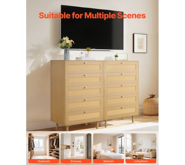 Penkių stalčių pintinė komoda miegamajam6