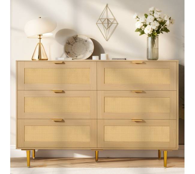 6 stalčių rotango komoda su metalinėmis rankenėlėmis7