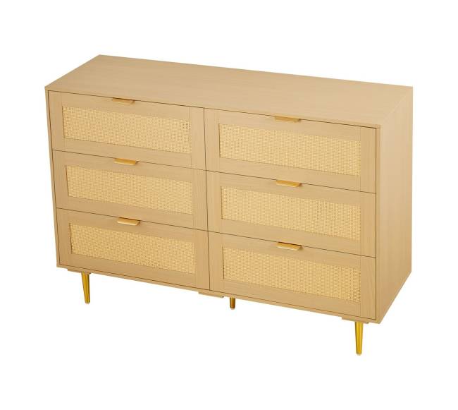 6 stalčių rotango komoda su metalinėmis rankenėlėmis8