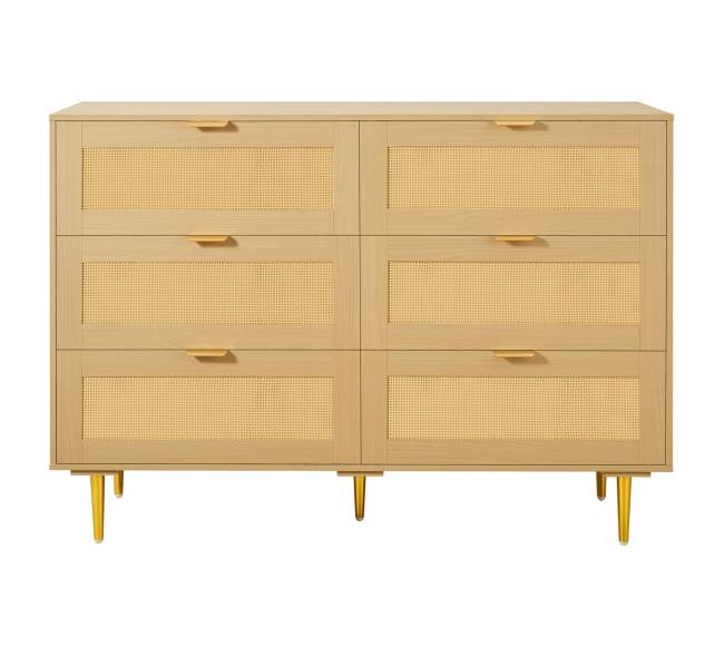 6 stalčių rotango komoda su metalinėmis rankenėlėmis9