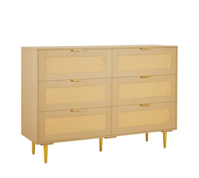 6 stalčių rotango komoda su metalinėmis rankenėlėmis10