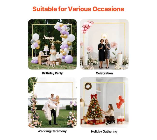 Kvadratinė auksinė metalinė arka dekoracijoms5