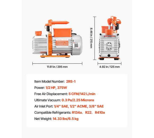 5 CFM vakuuminis siurblys dviem etapais6