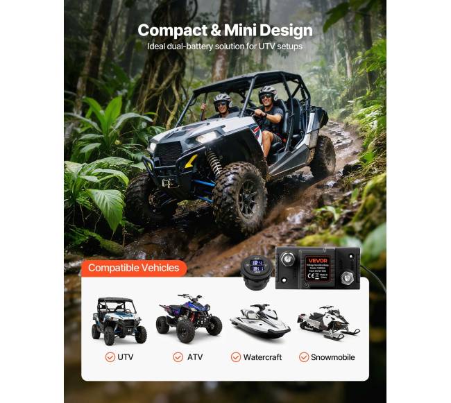 Akumuliatoriaus izoliacijos rinkinys, 12V 80A su VSR rele1