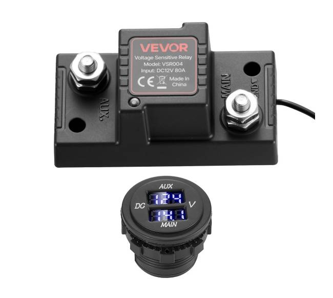 Akumuliatoriaus izoliacijos rinkinys, 12V 80A su VSR rele8