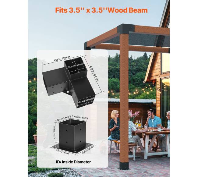 Pergolos laikiklių rinkinys 4x4, 92x92 mm1