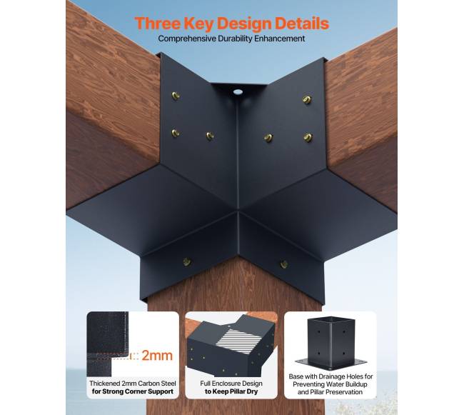 Pergolos laikiklių rinkinys 4x4, 92x92 mm2