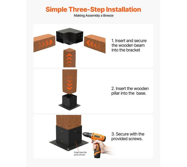 Pergolos laikiklių rinkinys 4x4, 92x92 mm5