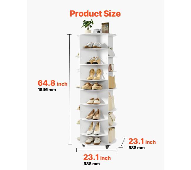 7 aukštų besisukanti batų lentyna su reguliuojamomis lentynomis2
