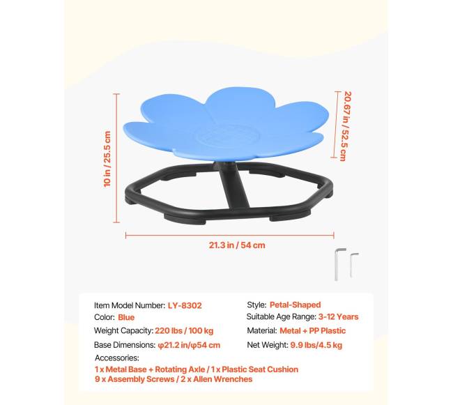 Vaikų sensorinė sukama kėdė, mėlyna6