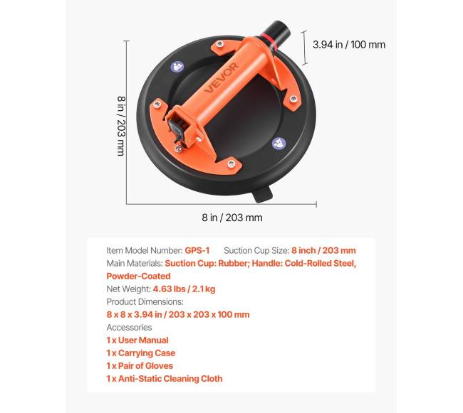 Vakuuminis siurblys stiklui, 203 mm, 195 kg6