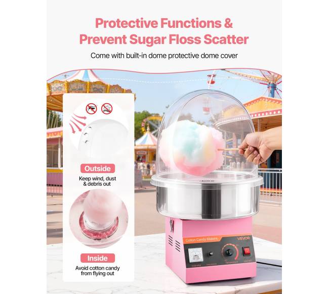 Elektrinė cukraus vatos mašina su dangčiu5