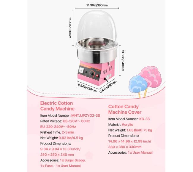 Elektrinė cukraus vatos mašina su dangčiu6